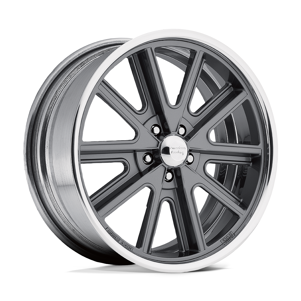 American Racing VN407 Cobra 18x8 Two-Piece Mag Gray w/Polished Barrel 0mm ET 72.6mm CB 5x114.3