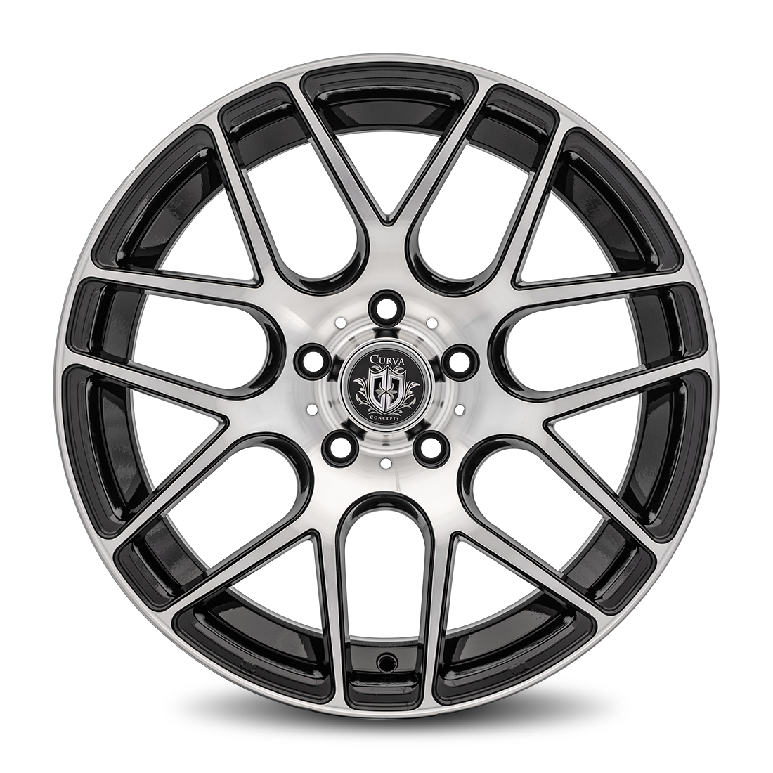 Curva C7 18x8 Gloss Black Machine Face wheel