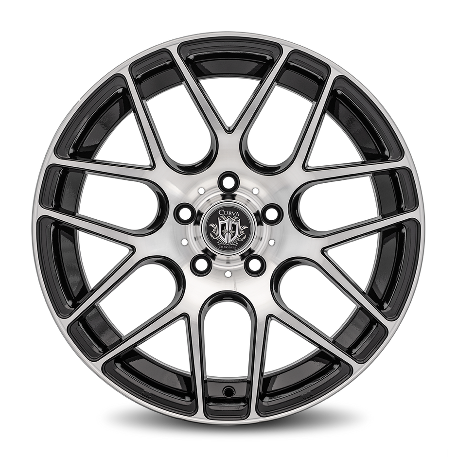 Curva C7 18x8 Gloss Black Machine Face wheel