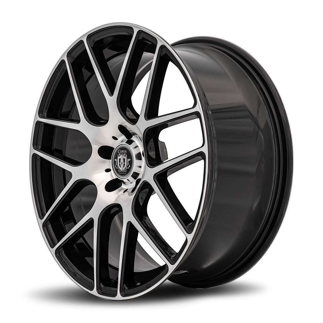 Curva C7 20x9.5 Gloss Black Machine Face wheel