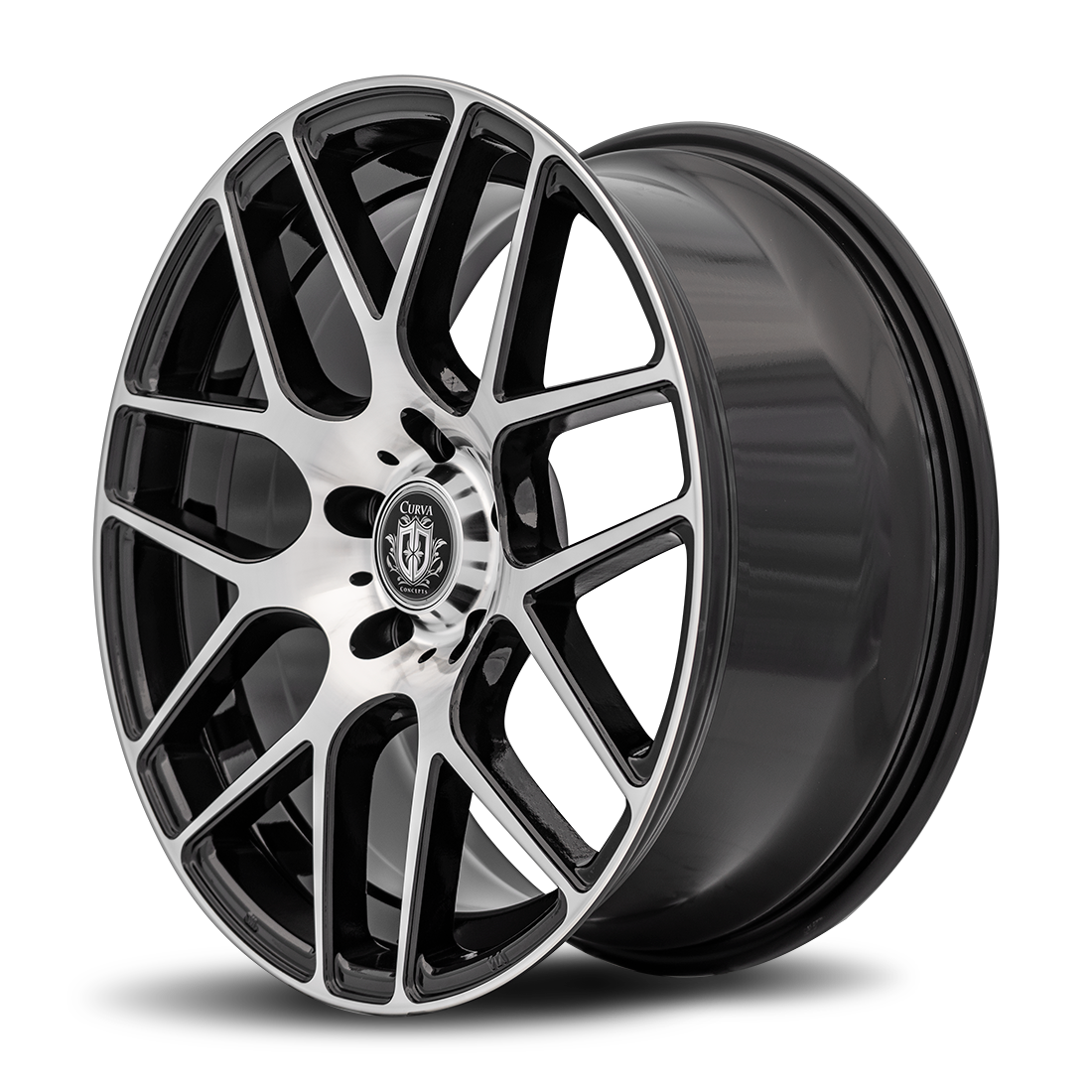Curva C7 18x9 Gloss Black Machine Face wheel