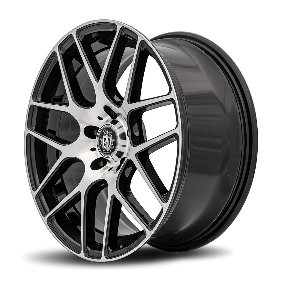 Curva C7 18x9 Gloss Black Machine Face wheel