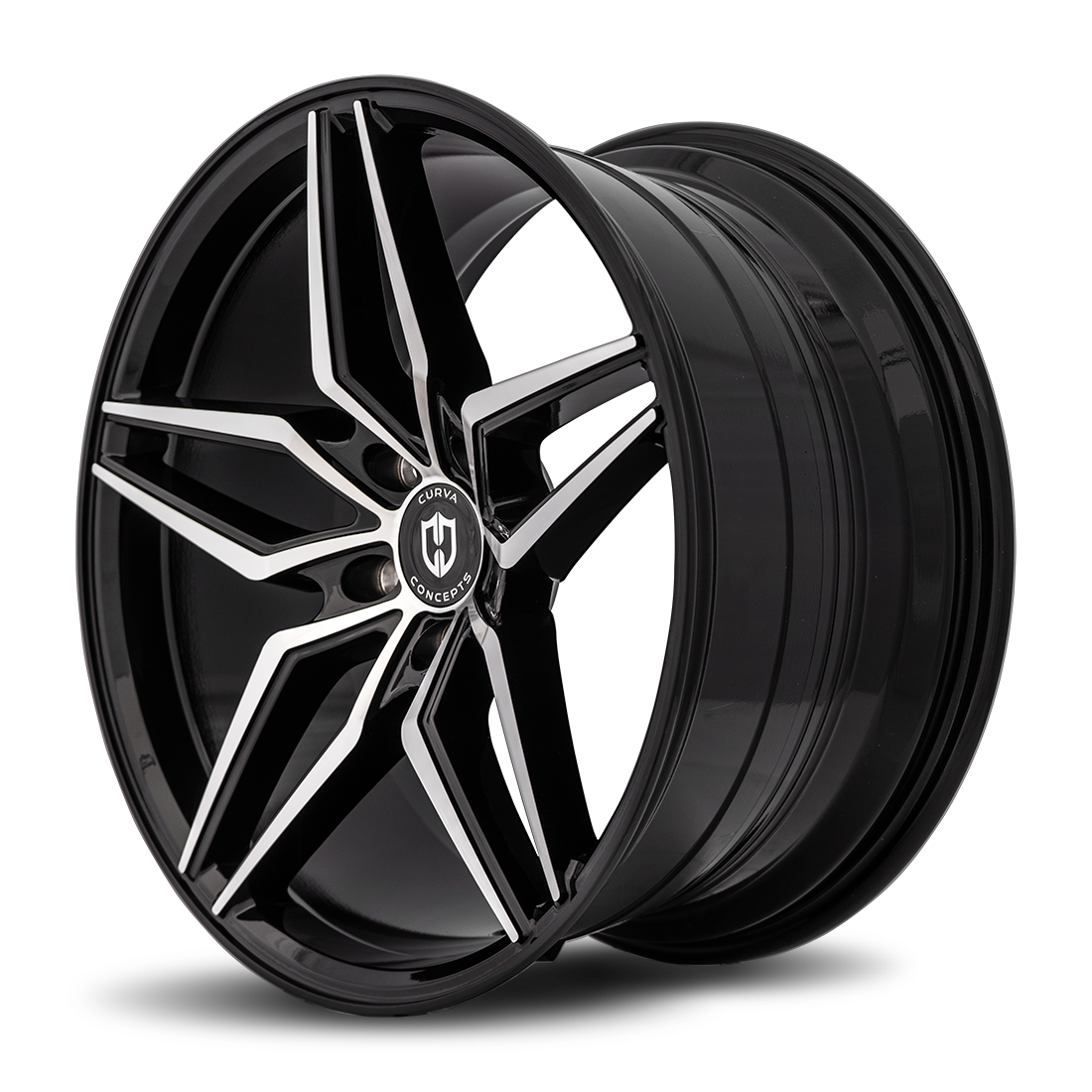Curva C25 20x10 Gloss Black Machine Face wheel
