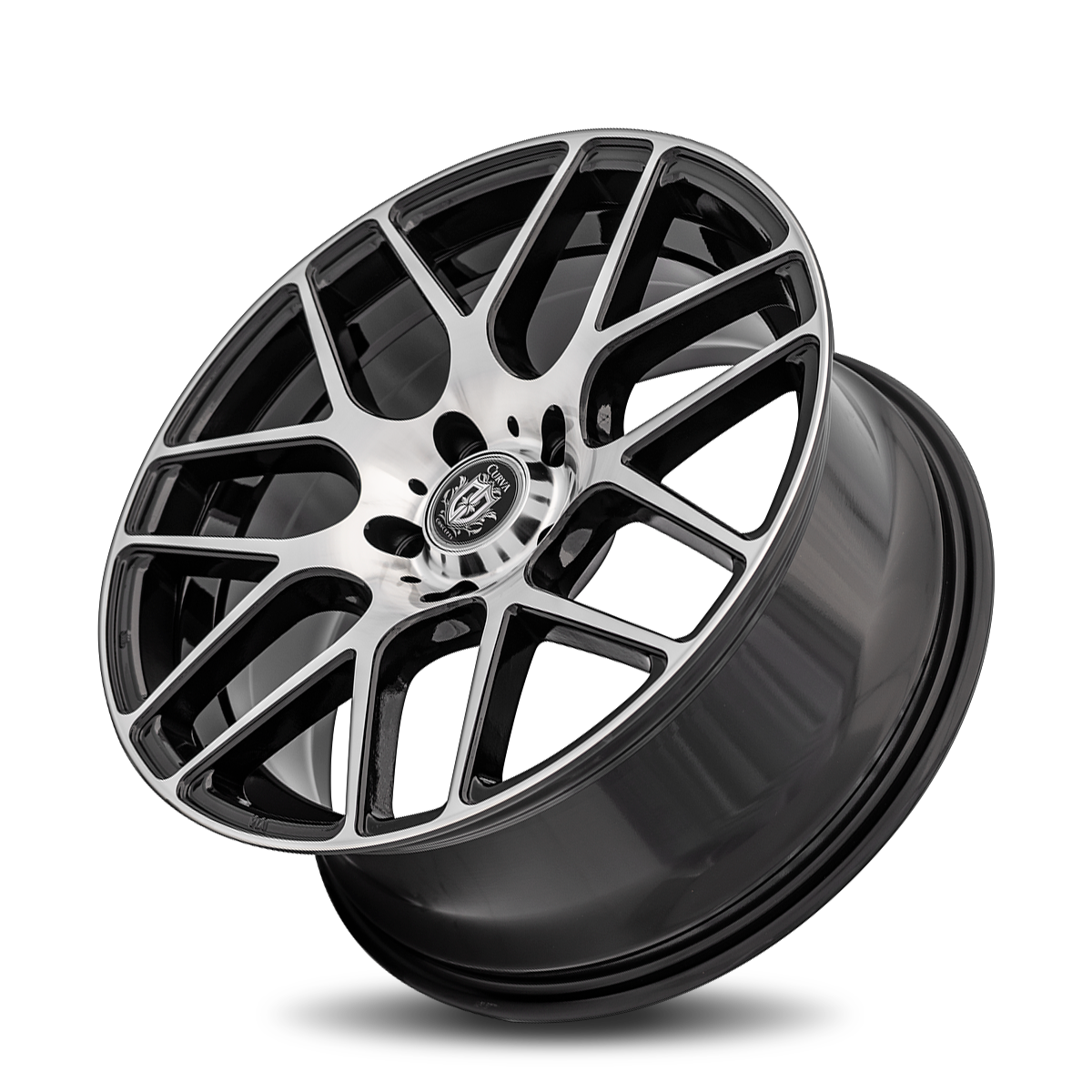 Curva C7 18x8 Gloss Black Machine Face wheel