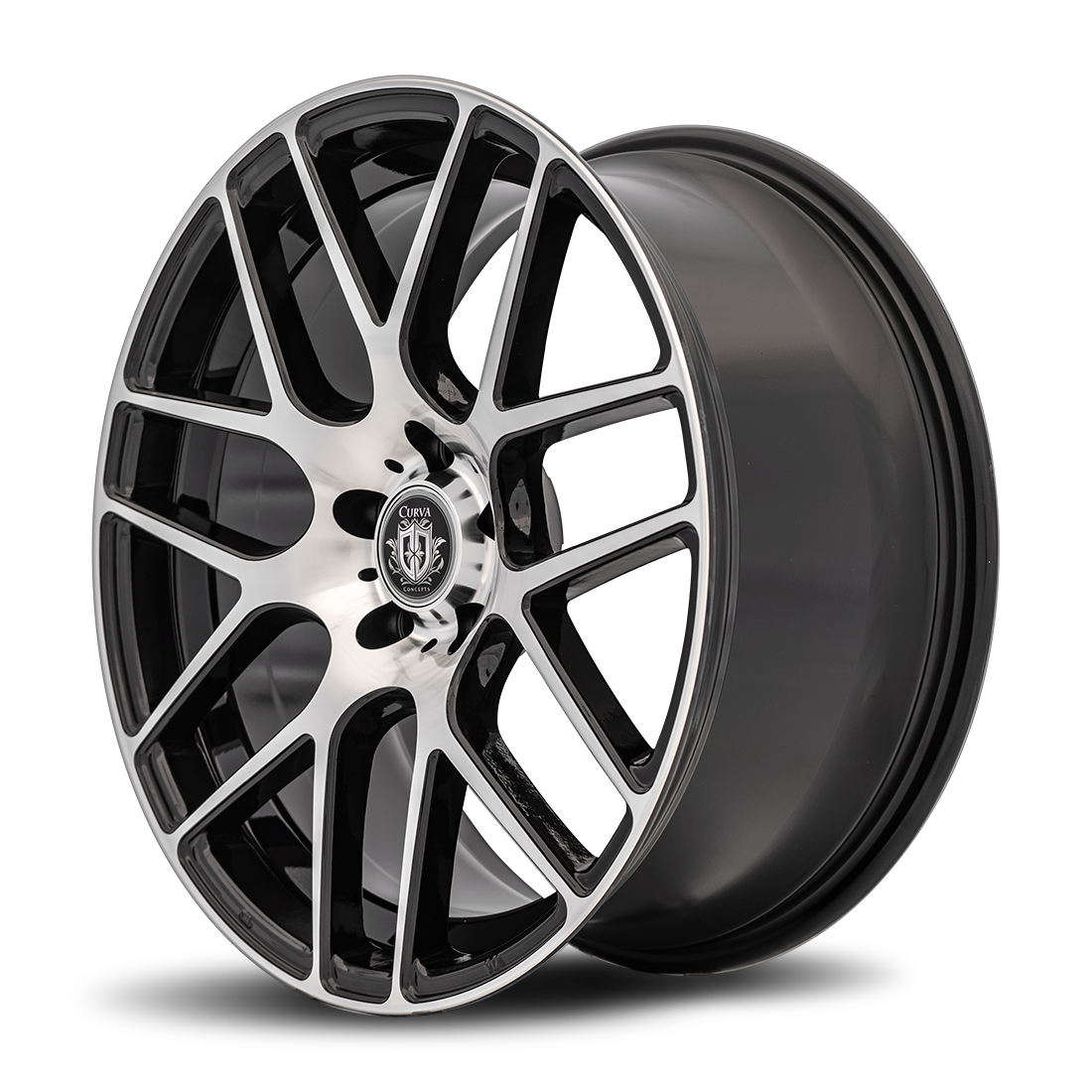 Curva C7 19x8.5 Gloss Black Machine Face wheel