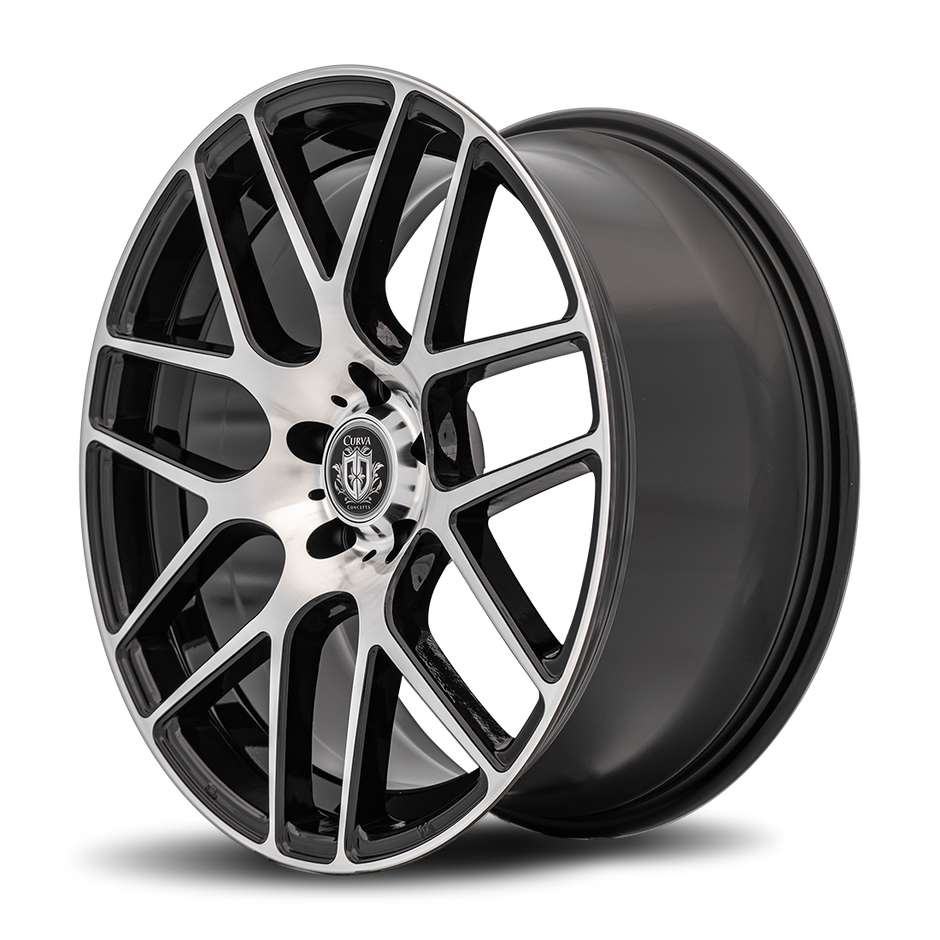Curva C7 19x8.5 Gloss Black Machine Face wheel