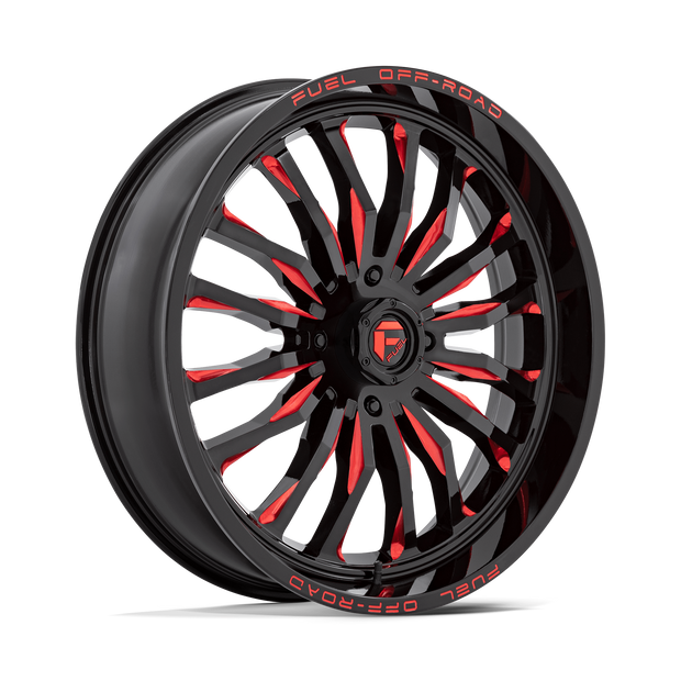 Fuel Wheels D822 ARC UTV 18x7 Gloss Black Milled W/Red 13mm ET 132mm CB 4x156
