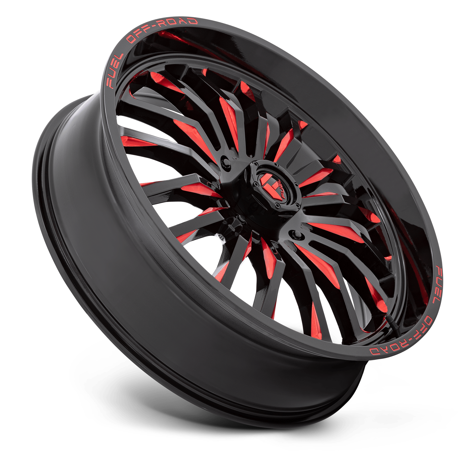 Fuel Wheels D822 ARC UTV 18x7 Gloss Black Milled W/Red 13mm ET 132mm CB 4x156