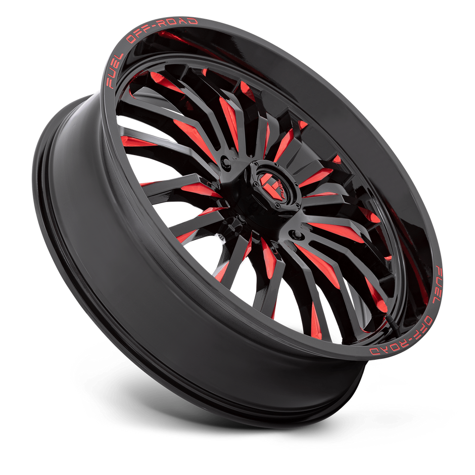 Fuel Wheels D822 ARC UTV 18x7 Gloss Black Milled W/Red 13mm ET 132mm CB 4x156