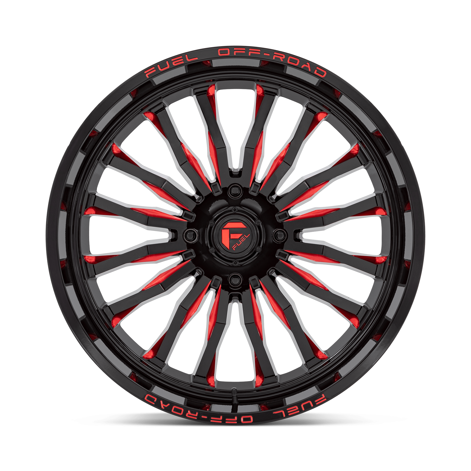 Fuel Wheels D822 ARC UTV 18x7 Gloss Black Milled W/Red 13mm ET 132mm CB 4x156