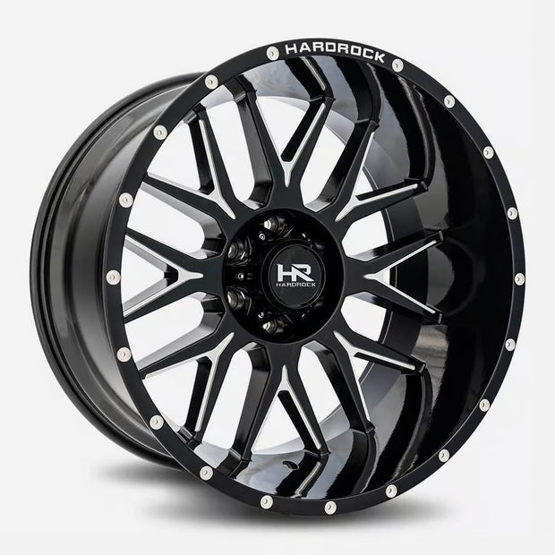 Hardrock Offroad Affliction Xposed 22x12 Gloss Black Milled -44mm ET 78.1mm CB 5x127 wheel