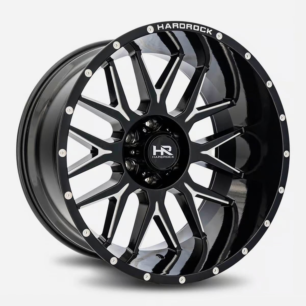 Hardrock Offroad Affliction Xposed 22x12 Gloss Black Milled -44mm ET 108mm CB 6x139.7 wheel