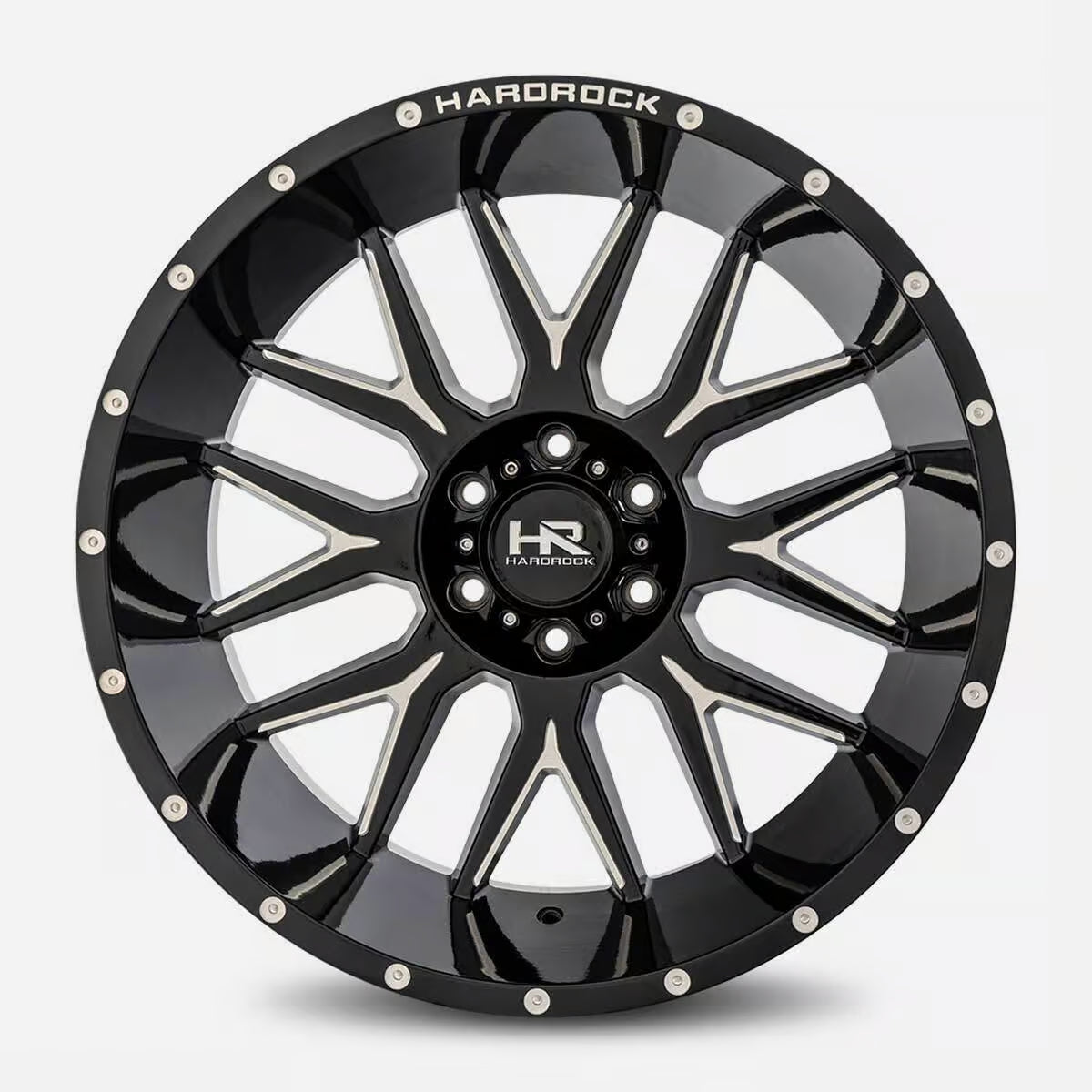 Hardrock Offroad Affliction Xposed 22x12 Gloss Black Milled -44mm ET 108mm CB 6x139.7 wheel