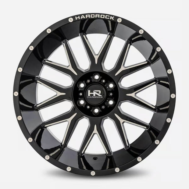 Hardrock Offroad Affliction Xposed 22x12 Gloss Black Milled -44mm ET 108mm CB 6x139.7 wheel