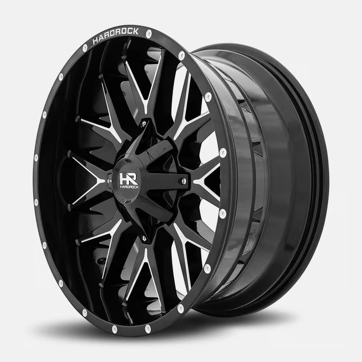 Hardrock Offroad Affliction 24x14 Gloss Black Milled -76mm ET 125.2mm CB 8x170 wheel