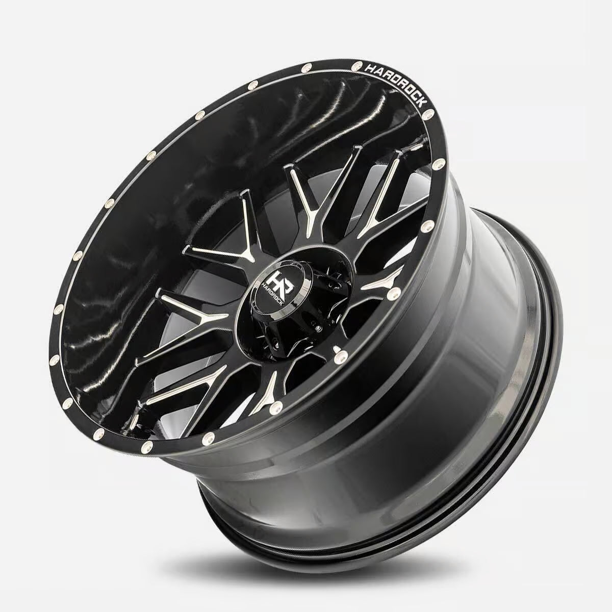 Hardrock Offroad Affliction Xposed 22x12 Gloss Black Milled -44mm ET 78.1mm CB 5x127 wheel