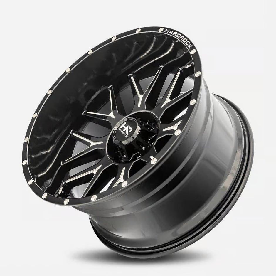 Hardrock Offroad Affliction Xposed 22x12 Gloss Black Milled -44mm ET 108mm CB 6x139.7 wheel