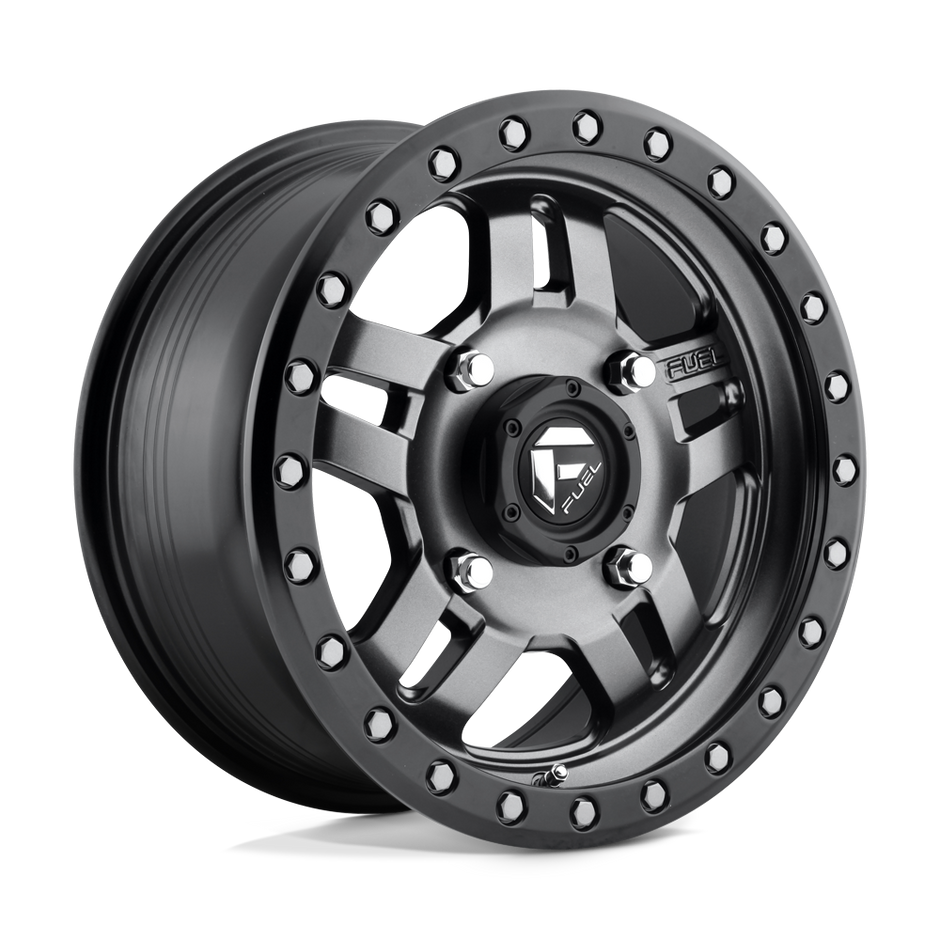 Fuel Wheels D558 Anza UTV 14x7 Matte Gunmetal W/Black Bead Ring 13mm ET 132mm CB 4x156
