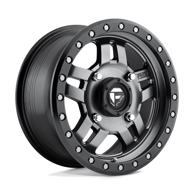 Fuel Wheels D558 Anza UTV 14x7 Matte Gunmetal W/Black Bead Ring 13mm ET 132mm CB 4x156