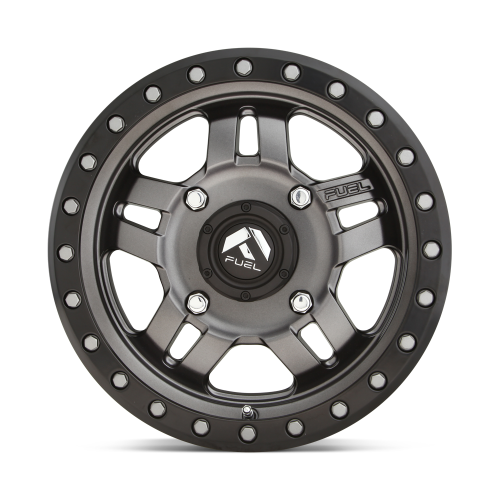 Fuel Wheels D558 Anza UTV 14x7 Matte Gunmetal W/Black Bead Ring 13mm ET 132mm CB 4x156