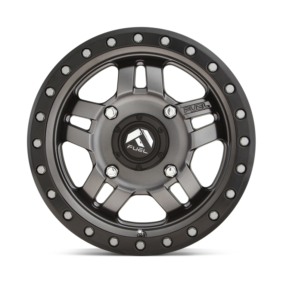Fuel Wheels D558 Anza UTV 14x7 Matte Gunmetal W/Black Bead Ring 13mm ET 132mm CB 4x156