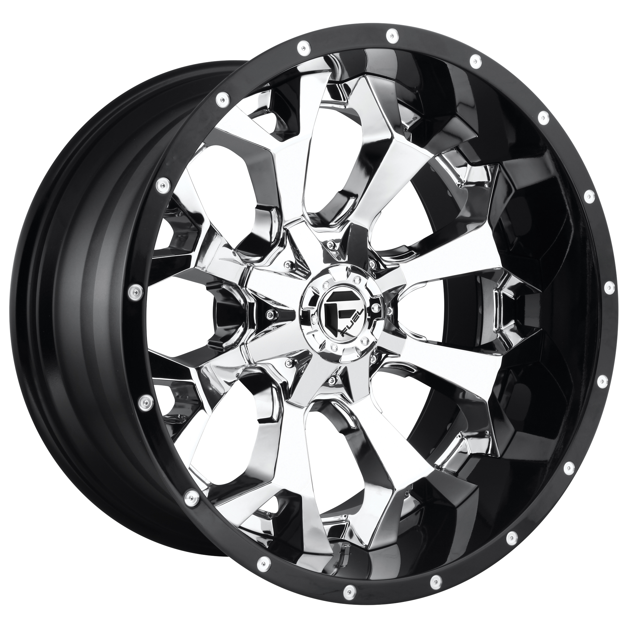 Fuel Wheels D246 Assault 22x12 Chrome Plated w/Gloss Black Lip -44mm ET 106.1mm CB 6x135/6x139.7