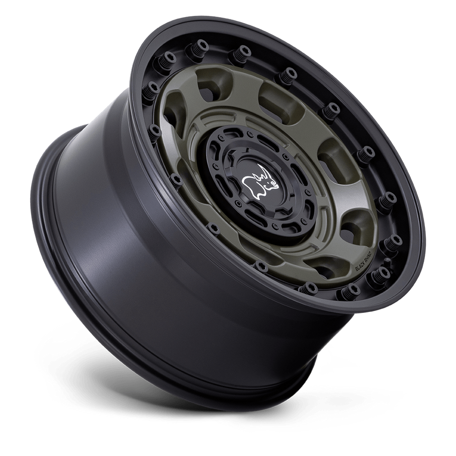 Black Rhino Hard Alloys Atlas 16x8 Olive Drab Green w/Black Lip 38mm ET 84.1mm CB 6x130