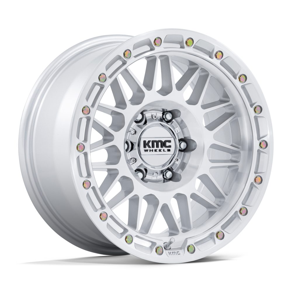 KMC Wheels KM555 Attack 17x8.5 Gloss Silver w/Machined Face 25mm ET 66.06mm CB 6x114.3