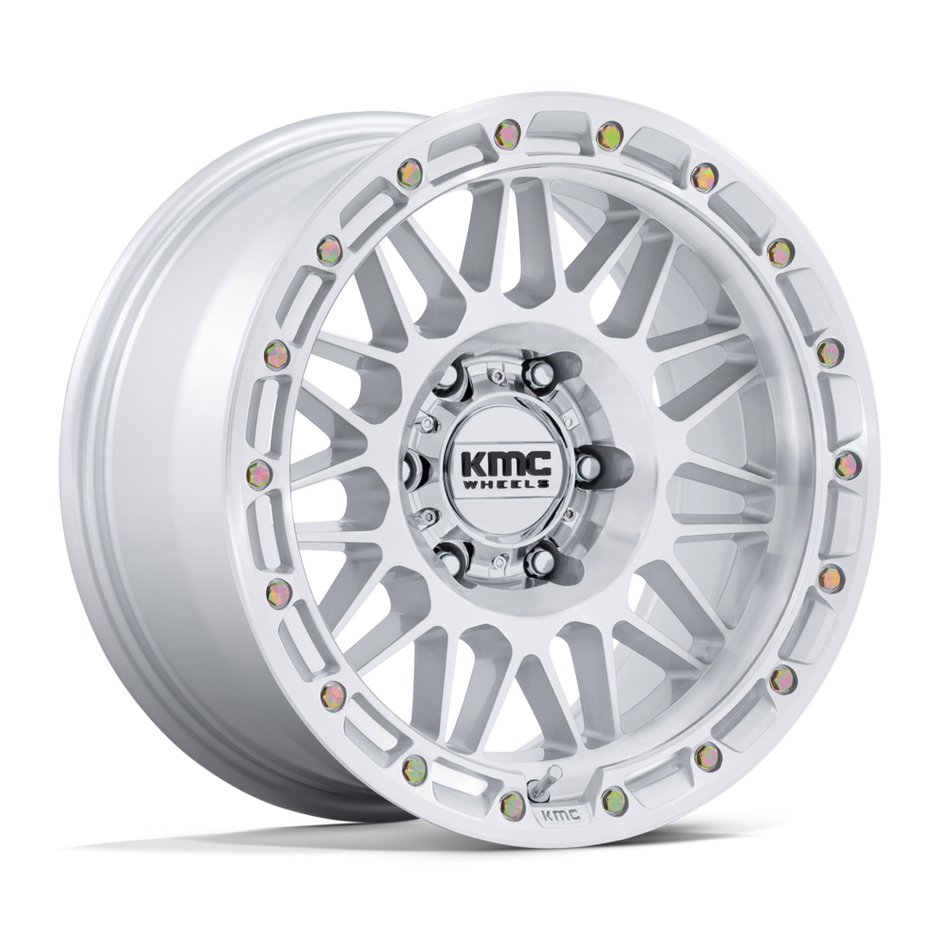KMC Wheels KM555 Attack 17x8.5 Gloss Silver w/Machined Face 25mm ET 66.06mm CB 6x114.3