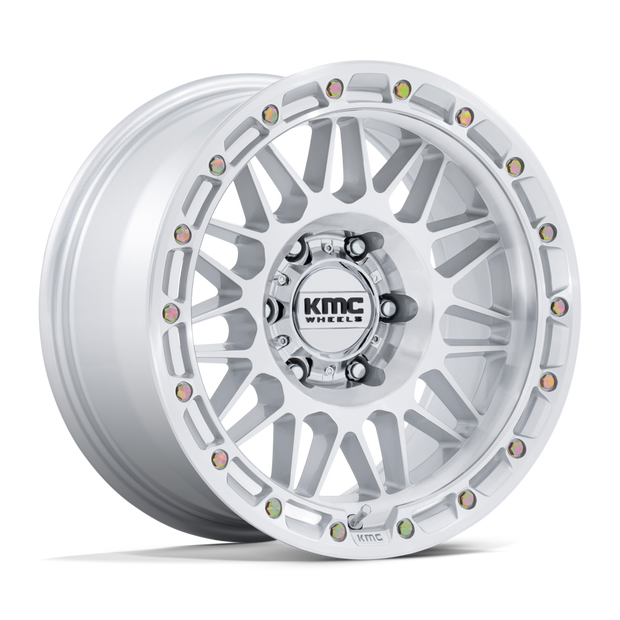 KMC Wheels KM555 Attack 17x8.5 Gloss Silver w/Machined Face 25mm ET 66.06mm CB 6x114.3