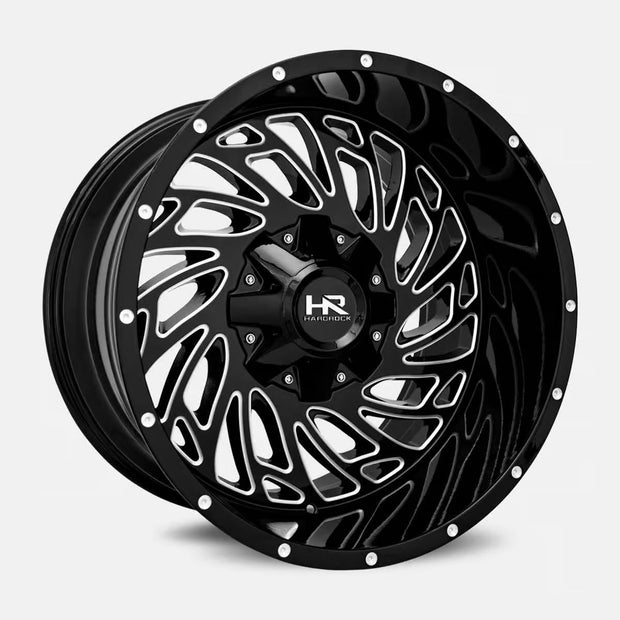 Hardrock Offroad Attack 20x12 Gloss Black Milled -51mm ET 125.2mm CB 8x165.1 wheel