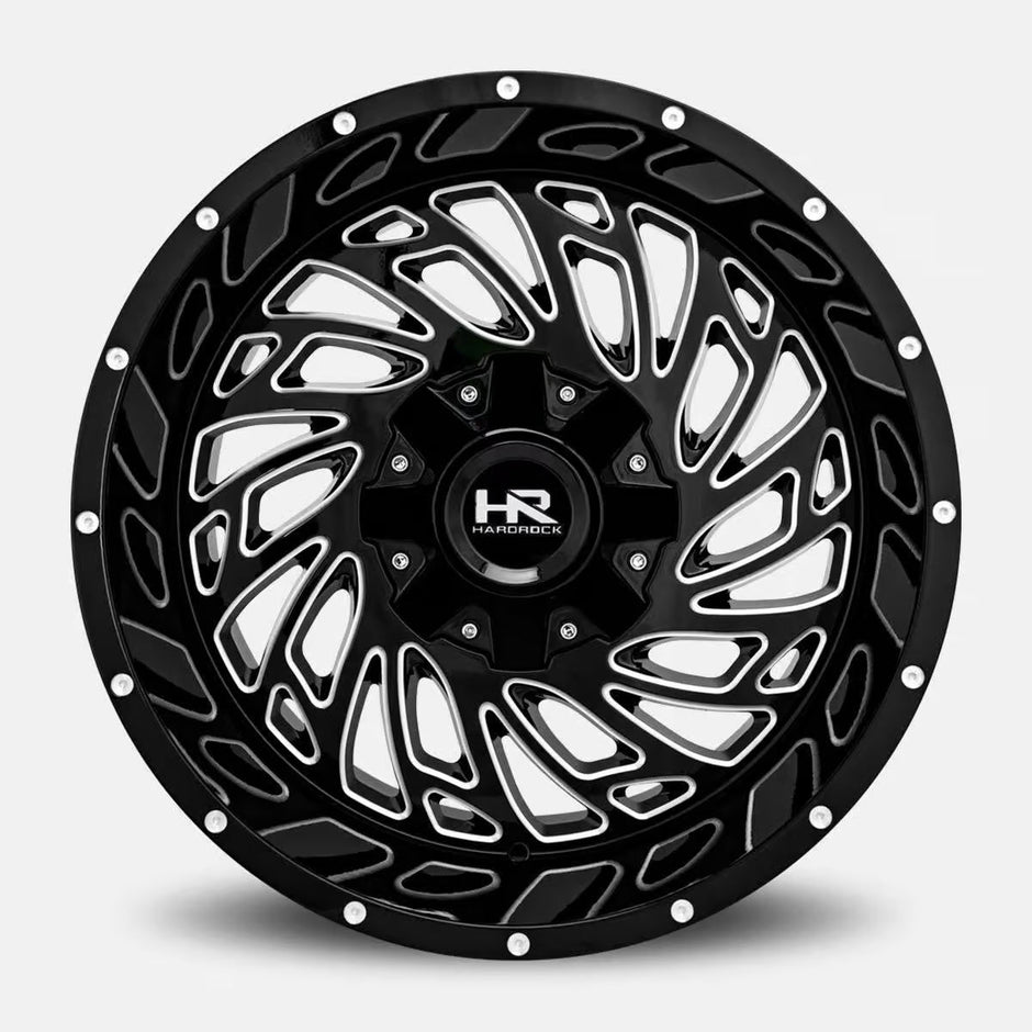 Hardrock Offroad Attack 20x12 Gloss Black Milled -51mm ET 110.3mm CB 5x150/5x139.7 wheel