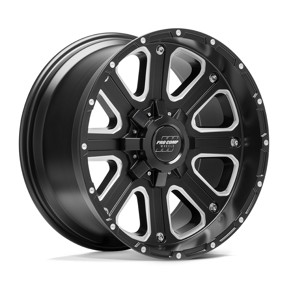 Pro Comp Alloys PA72 Axis 17x9 Satin Black Milled -6mm ET Custom CB 8x170