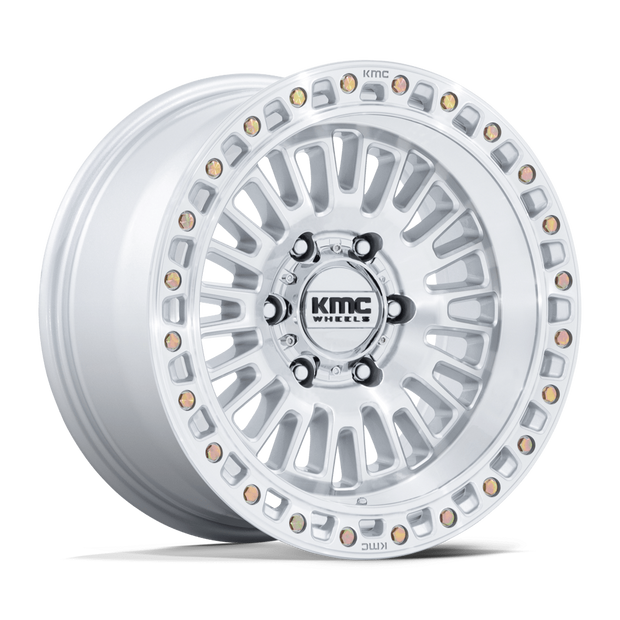 KMC Wheels KM554 Aztec 17x8.5 Gloss Silver w/Machined Face 25mm ET 66.06mm CB 6x114.3