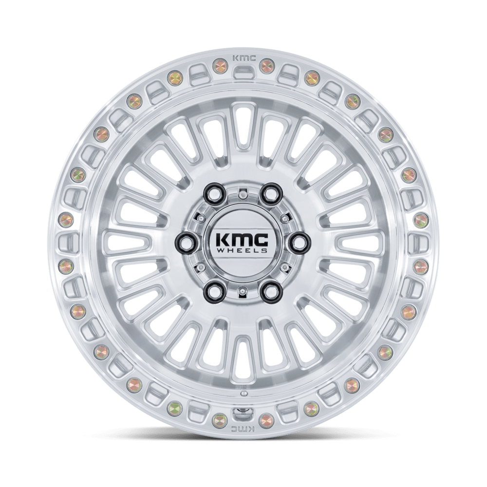KMC Wheels KM554 Aztec 17x8.5 Gloss Silver w/Machined Face 25mm ET 66.06mm CB 6x114.3