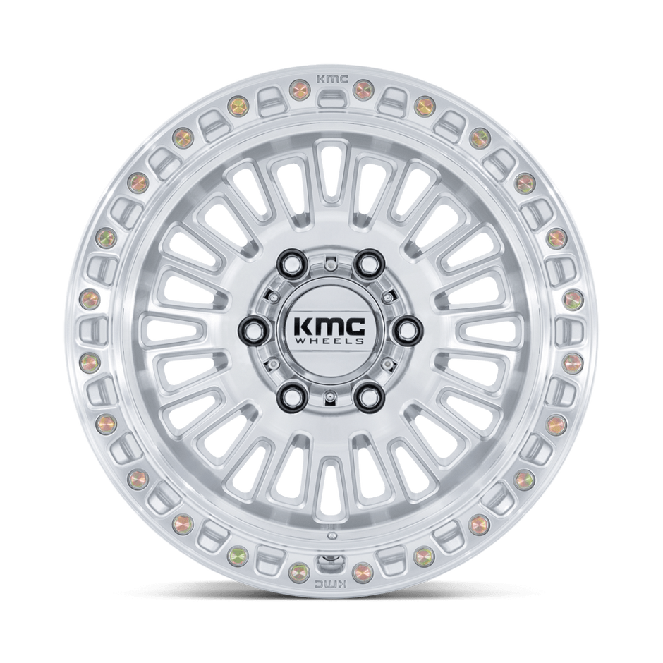 KMC Wheels KM554 Aztec 17x8.5 Gloss Silver w/Machined Face 25mm ET 66.06mm CB 6x114.3