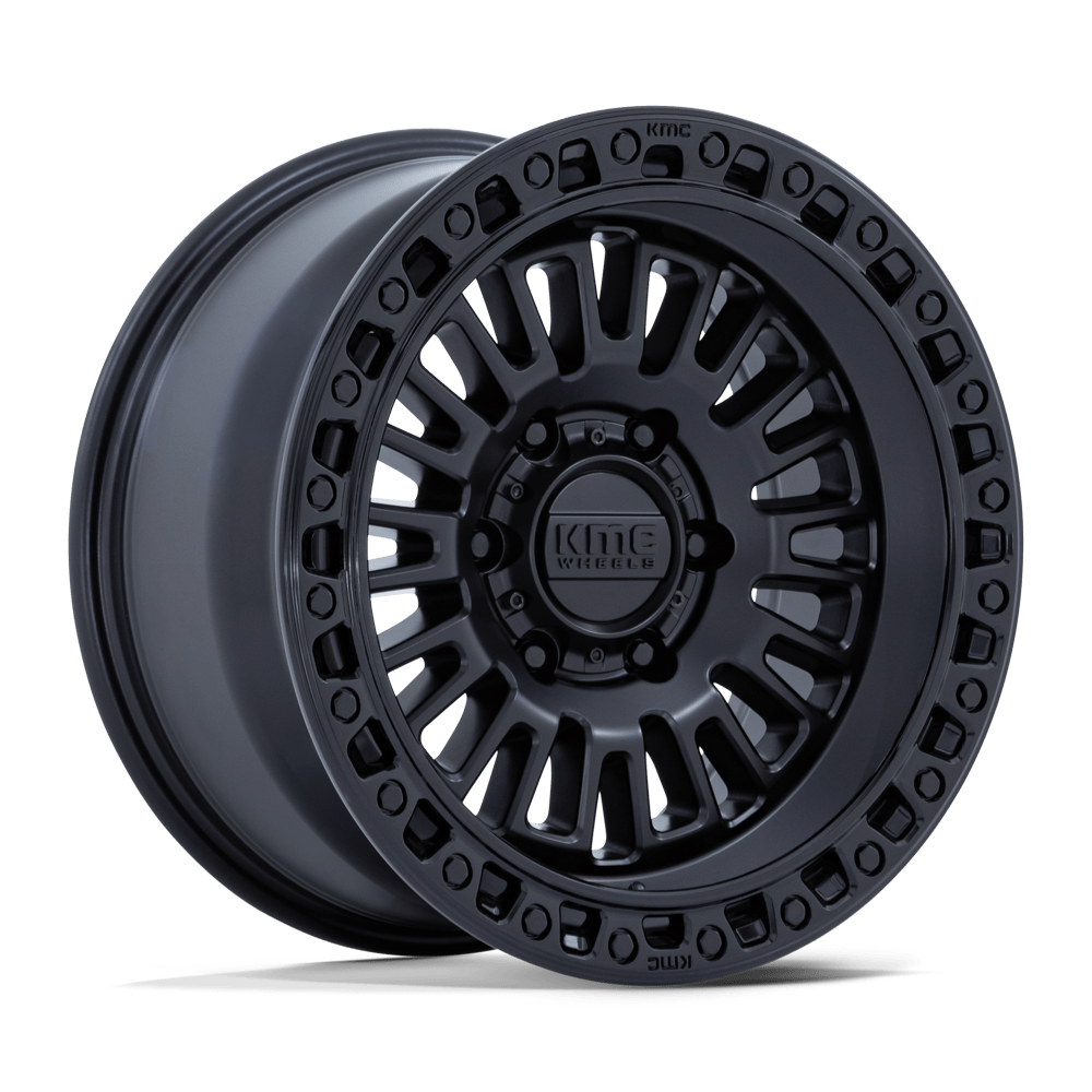 KMC Wheels KM554 Aztec 17x8.5 Matte Black w/Gloss Black Lip 0mm ET 66.06mm CB 6x114.3