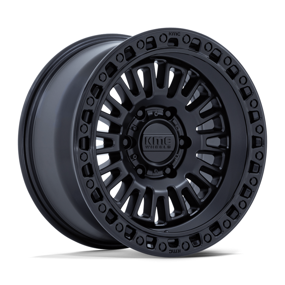 KMC Wheels KM554 Aztec 17x8.5 Matte Black w/Gloss Black Lip 0mm ET 66.06mm CB 6x114.3