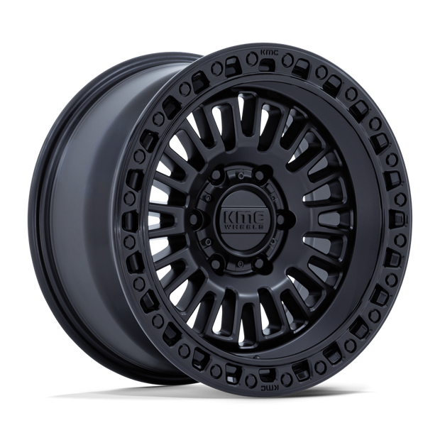 KMC Wheels KM554 Aztec 17x8.5 Matte Black w/Gloss Black Lip 25mm ET 66.06mm CB 6x114.3