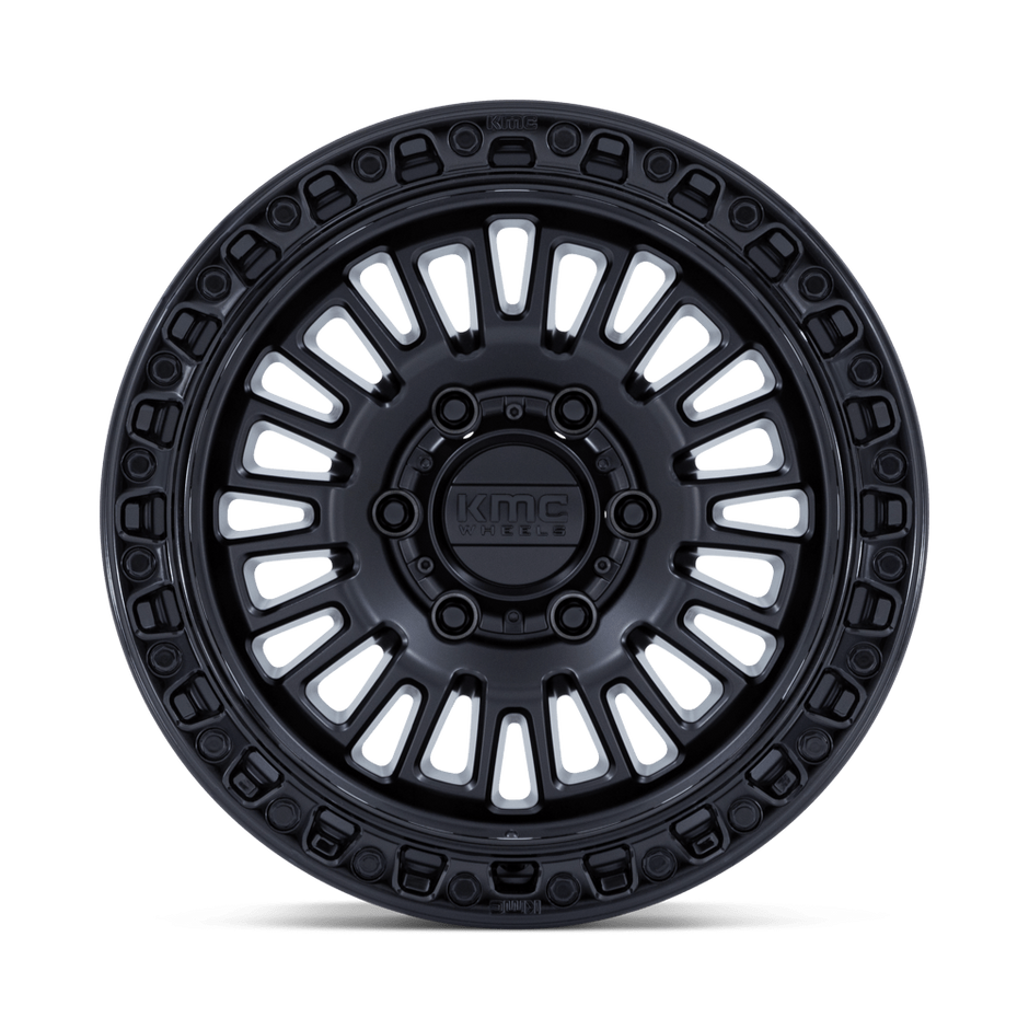 KMC Wheels KM554 Aztec 17x8.5 Matte Black w/Gloss Black Lip 0mm ET 66.06mm CB 6x114.3