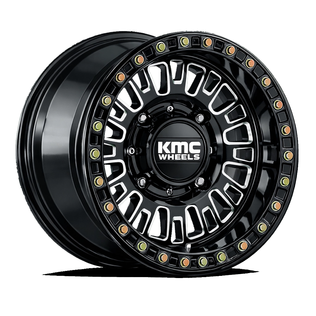 KMC Wheels KS242 Aztec Beadlock 15x8 Gloss Black Milled 0mm ET 72.56mm CB 5x114.3