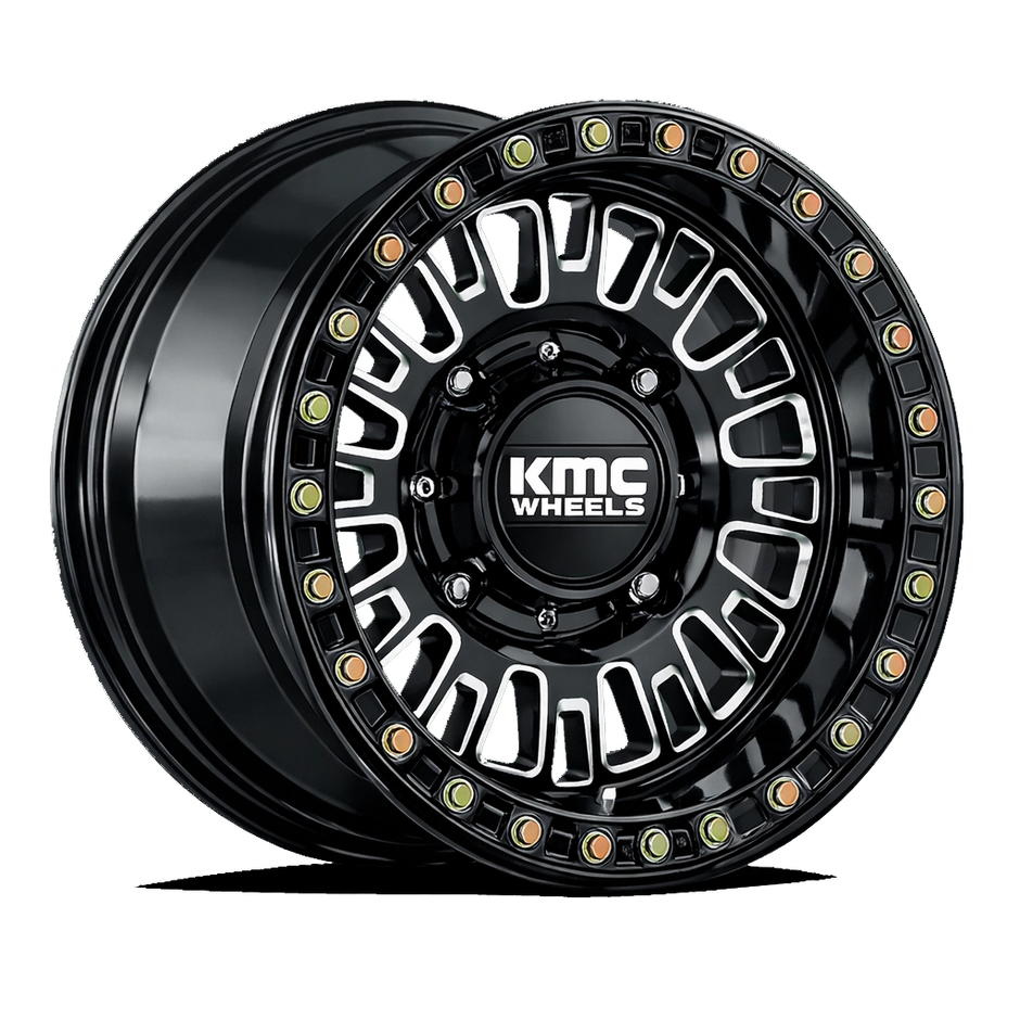 KMC Wheels KS242 Aztec Beadlock 15x8 Gloss Black Milled 0mm ET 72.56mm CB 5x114.3