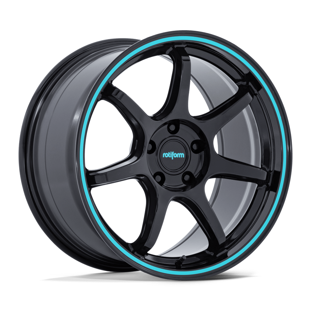 Rotiform RC208 BPU 18x8.5 Gloss Black w/Teal Stripe 35mm ET 72.56mm CB 5x114.3