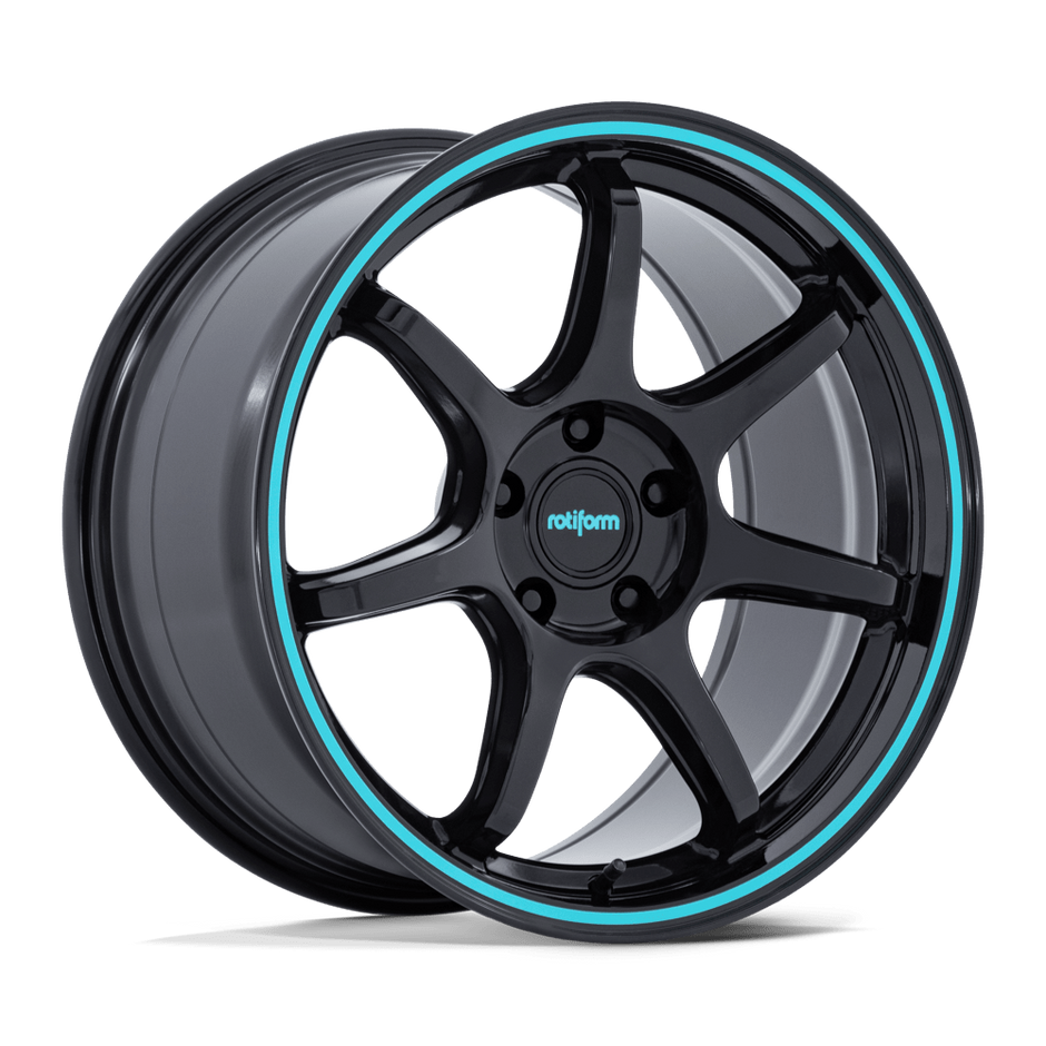 Rotiform RC208 BPU 18x8.5 Gloss Black w/Teal Stripe 35mm ET 72.56mm CB 5x114.3