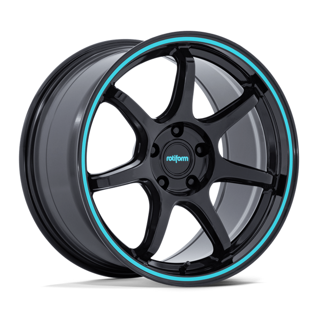 Rotiform RC208 BPU 18x8.5 Gloss Black w/Teal Stripe 35mm ET 72.56mm CB 5x114.3