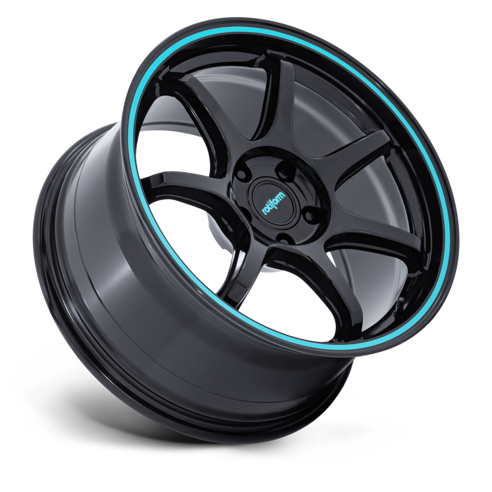 Rotiform RC208 BPU 18x8.5 Gloss Black w/Teal Stripe 35mm ET 72.56mm CB 5x114.3