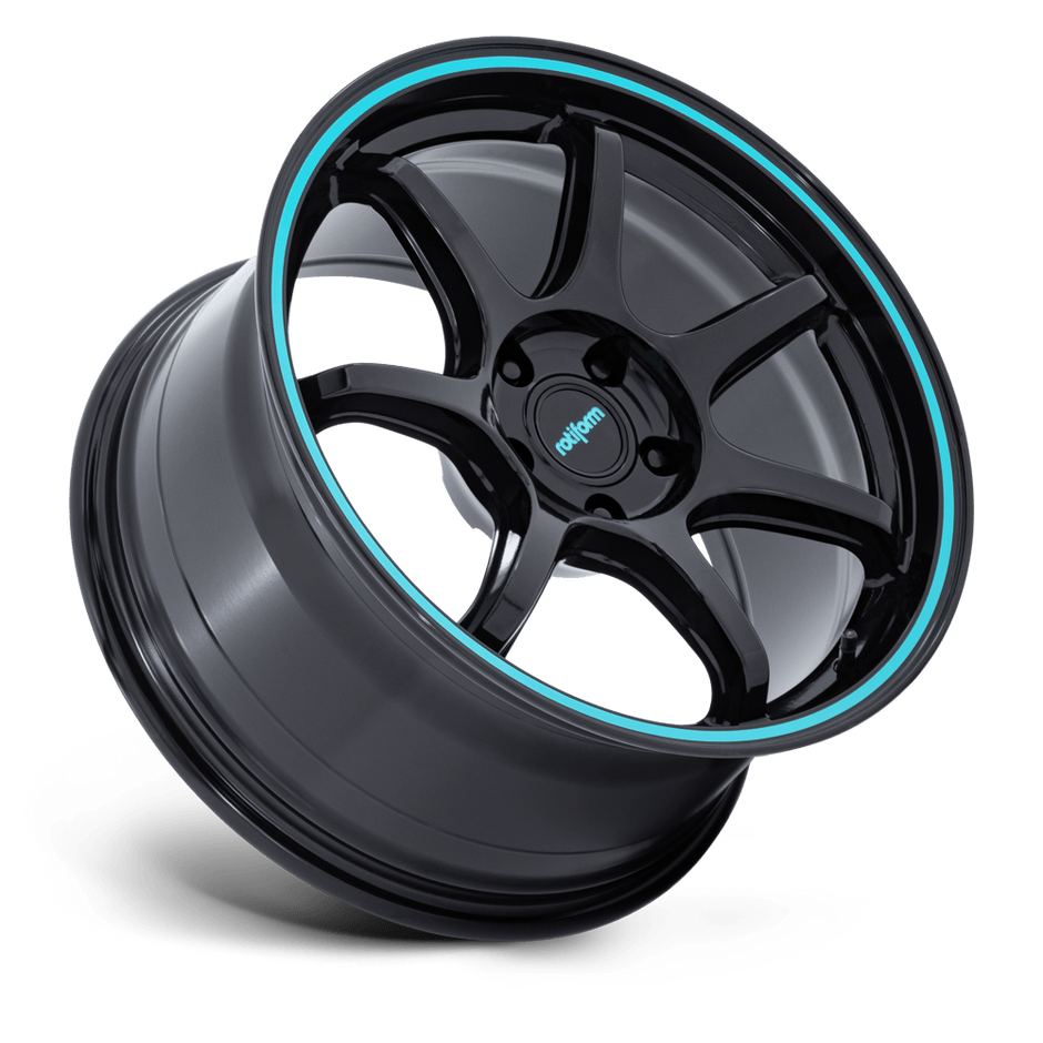 Rotiform RC208 BPU 18x8.5 Gloss Black w/Teal Stripe 35mm ET 72.56mm CB 5x114.3