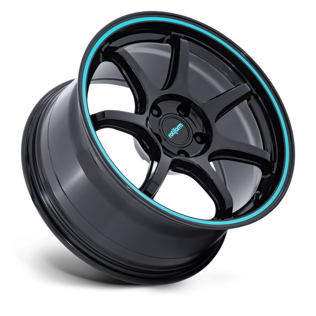 Rotiform RC208 BPU 18x8.5 Gloss Black w/Teal Stripe 35mm ET 72.56mm CB 5x114.3