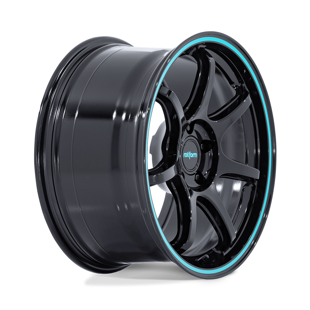 Rotiform RC208 BPU 18x8.5 Gloss Black w/Teal Stripe 35mm ET 72.56mm CB 5x114.3