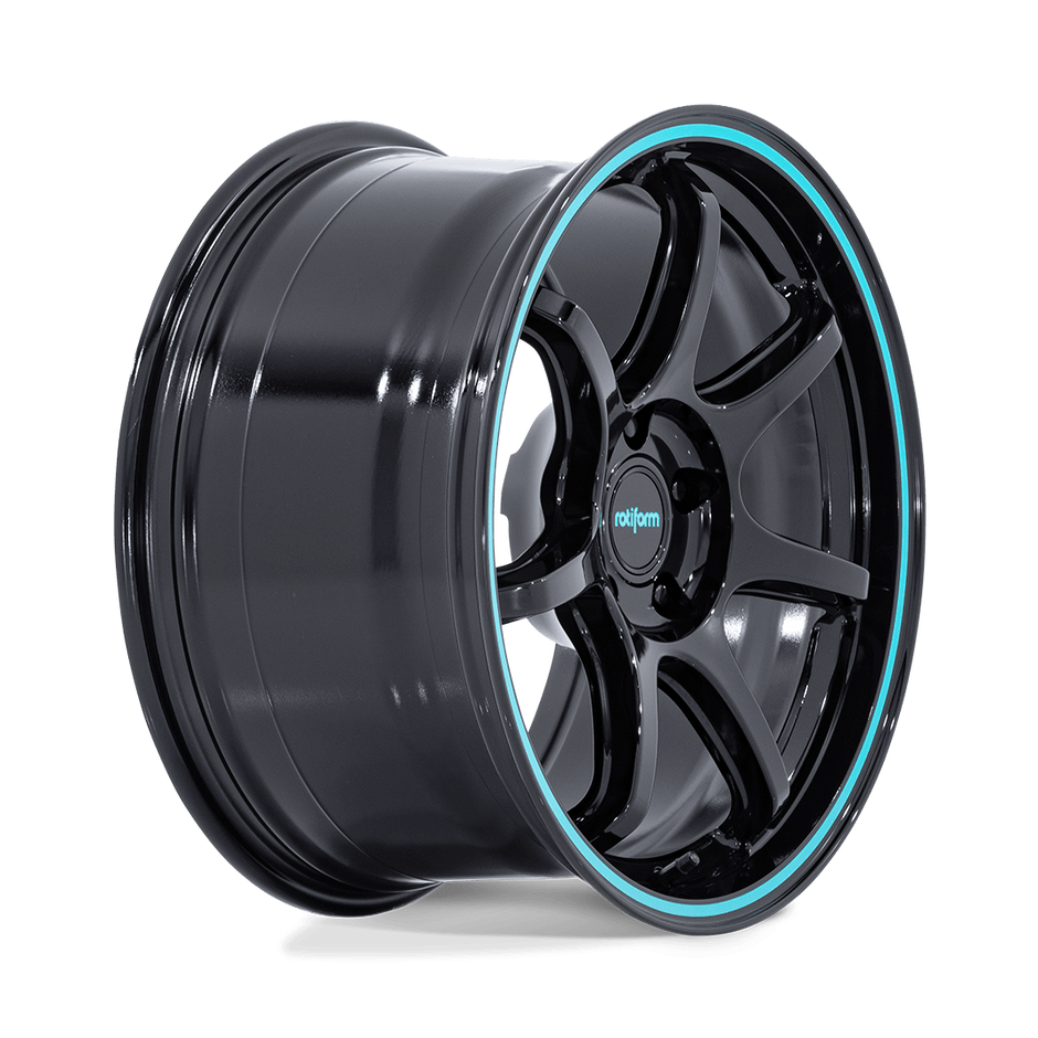Rotiform RC208 BPU 18x8.5 Gloss Black w/Teal Stripe 35mm ET 72.56mm CB 5x114.3